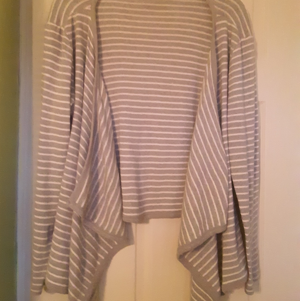 Talbots grey & white  striped sweater size L.